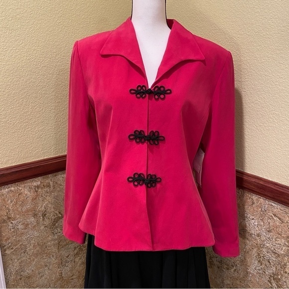 Anna Carole Jackets & Blazers - Anna Carole Sz 14 Silk 100% Blazer Shoulder Pads Hot Pink Barbiecore Barbie